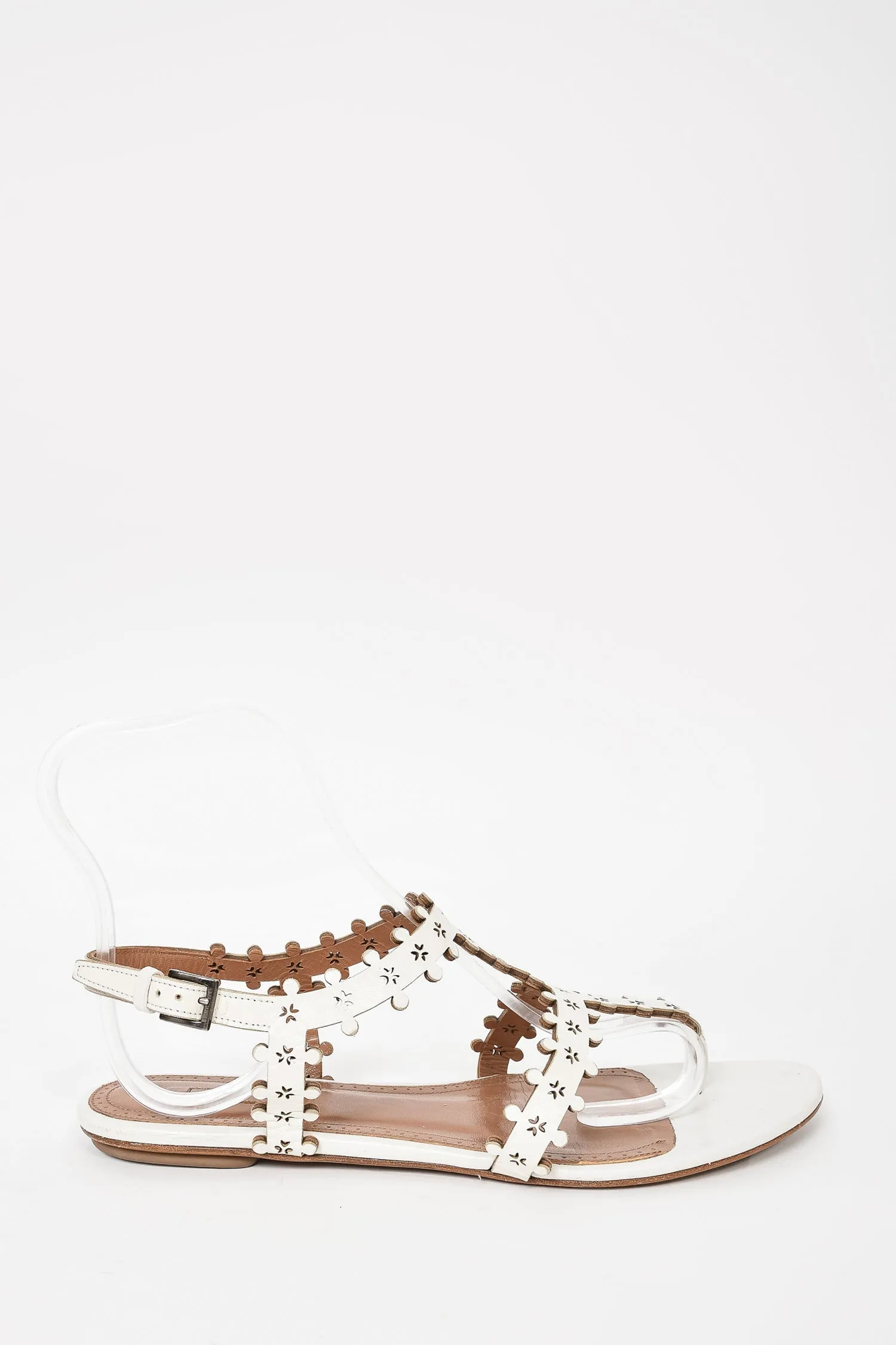 Alaia White Leather Sandals Size 41