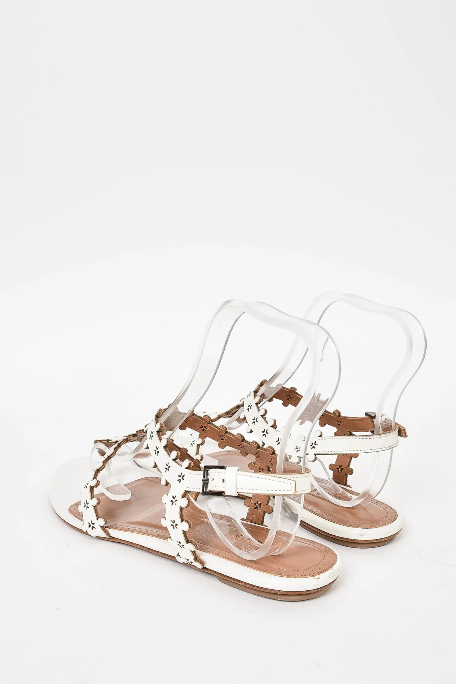 Alaia White Leather Sandals Size 41