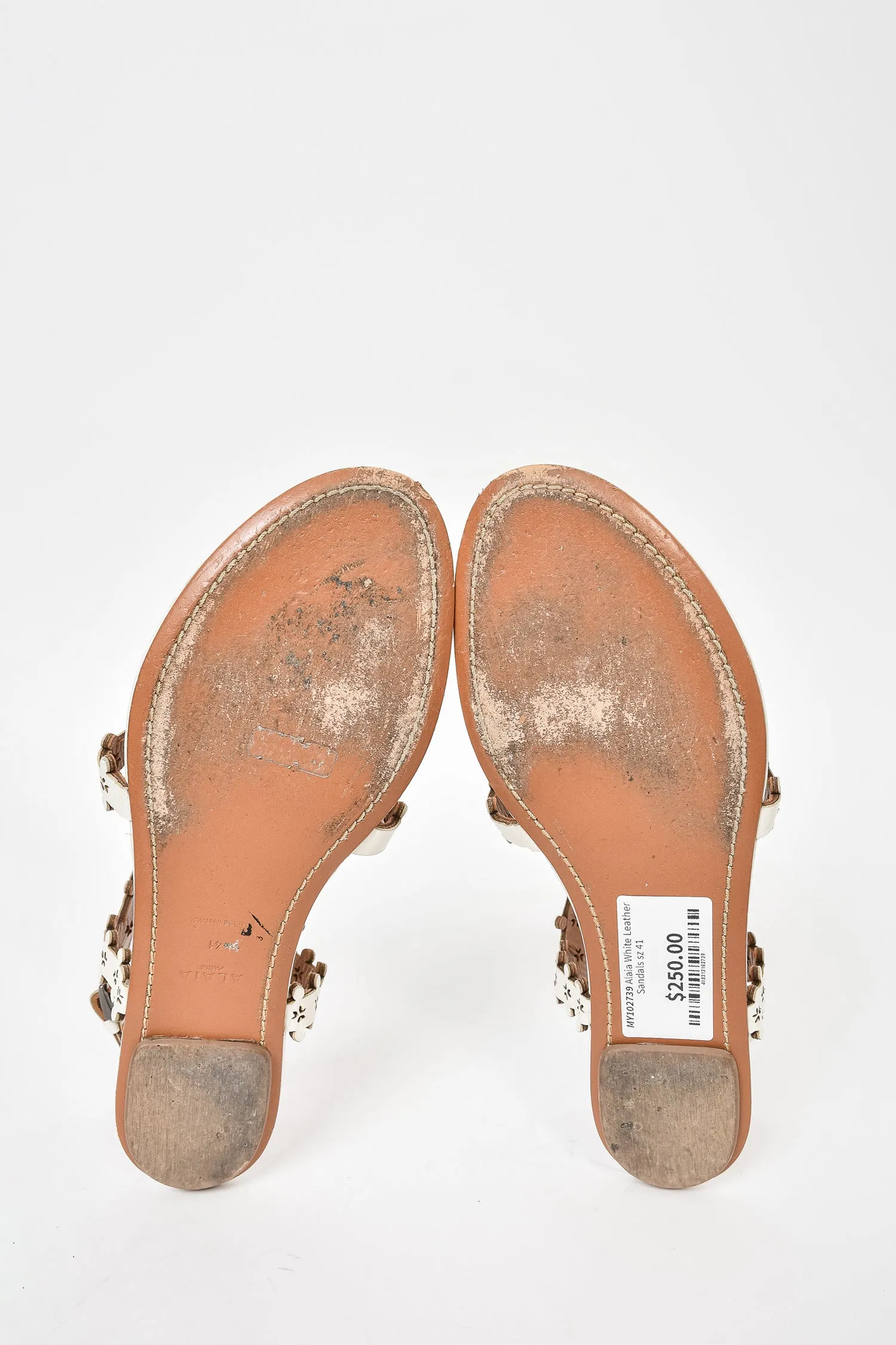 Alaia White Leather Sandals Size 41