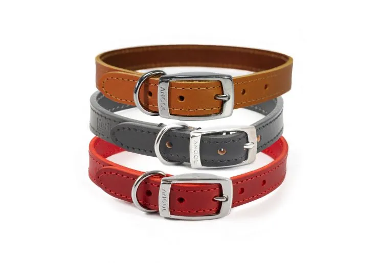 Ancol - Classic Leather Collar - Red - (24")
