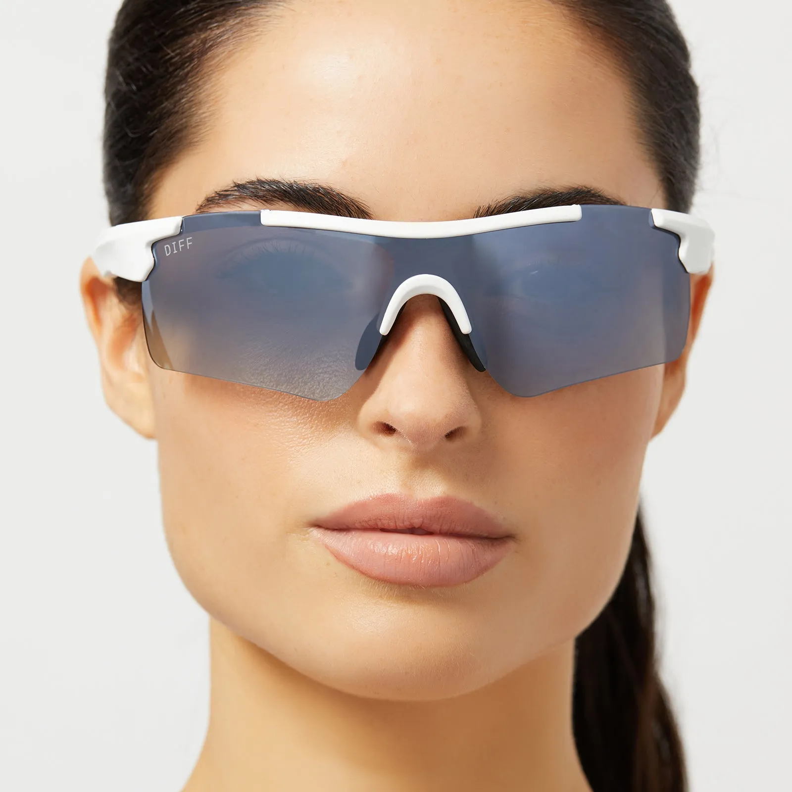 BLITZ - MATTE WHITE   GREY GRADIENT W/ SILVER FLASH   POLARIZED SUNGLASSES