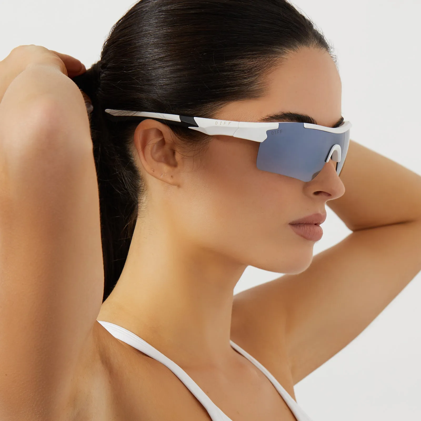 BLITZ - MATTE WHITE   GREY GRADIENT W/ SILVER FLASH   POLARIZED SUNGLASSES