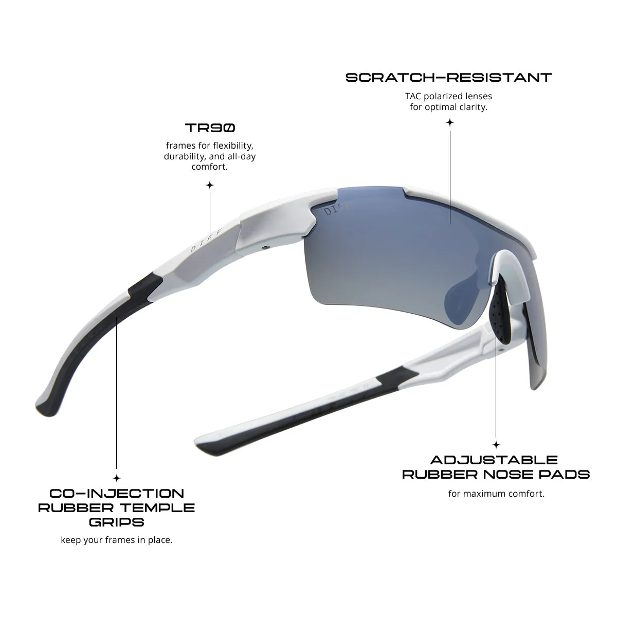 BLITZ - MATTE WHITE   GREY GRADIENT W/ SILVER FLASH   POLARIZED SUNGLASSES