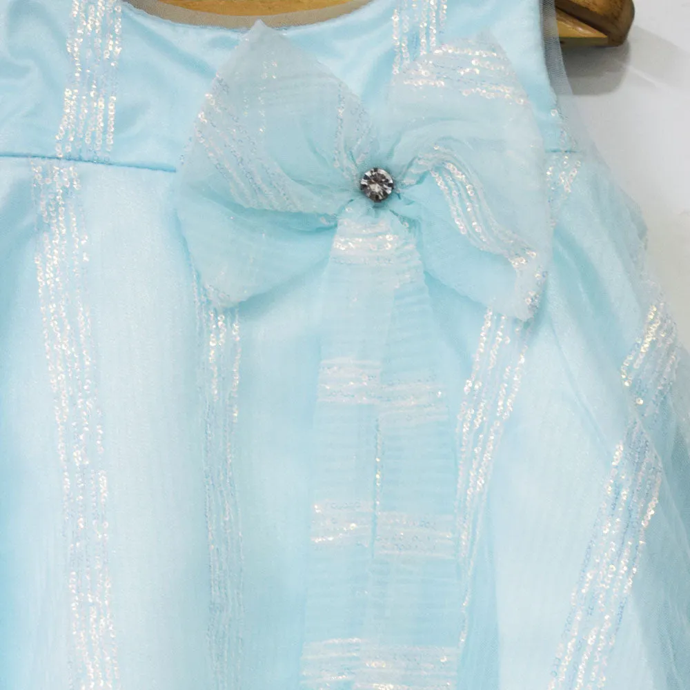 Blue Bow Embellished Party Dress