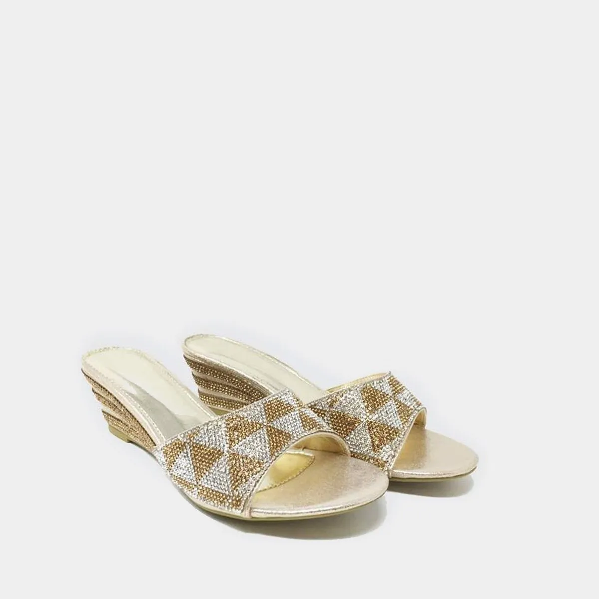 Carmen Slip On Diamante Triangle Pattern Wedge