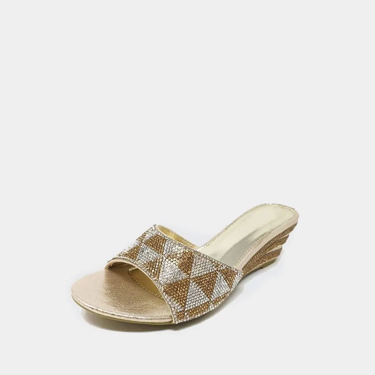 Carmen Slip On Diamante Triangle Pattern Wedge