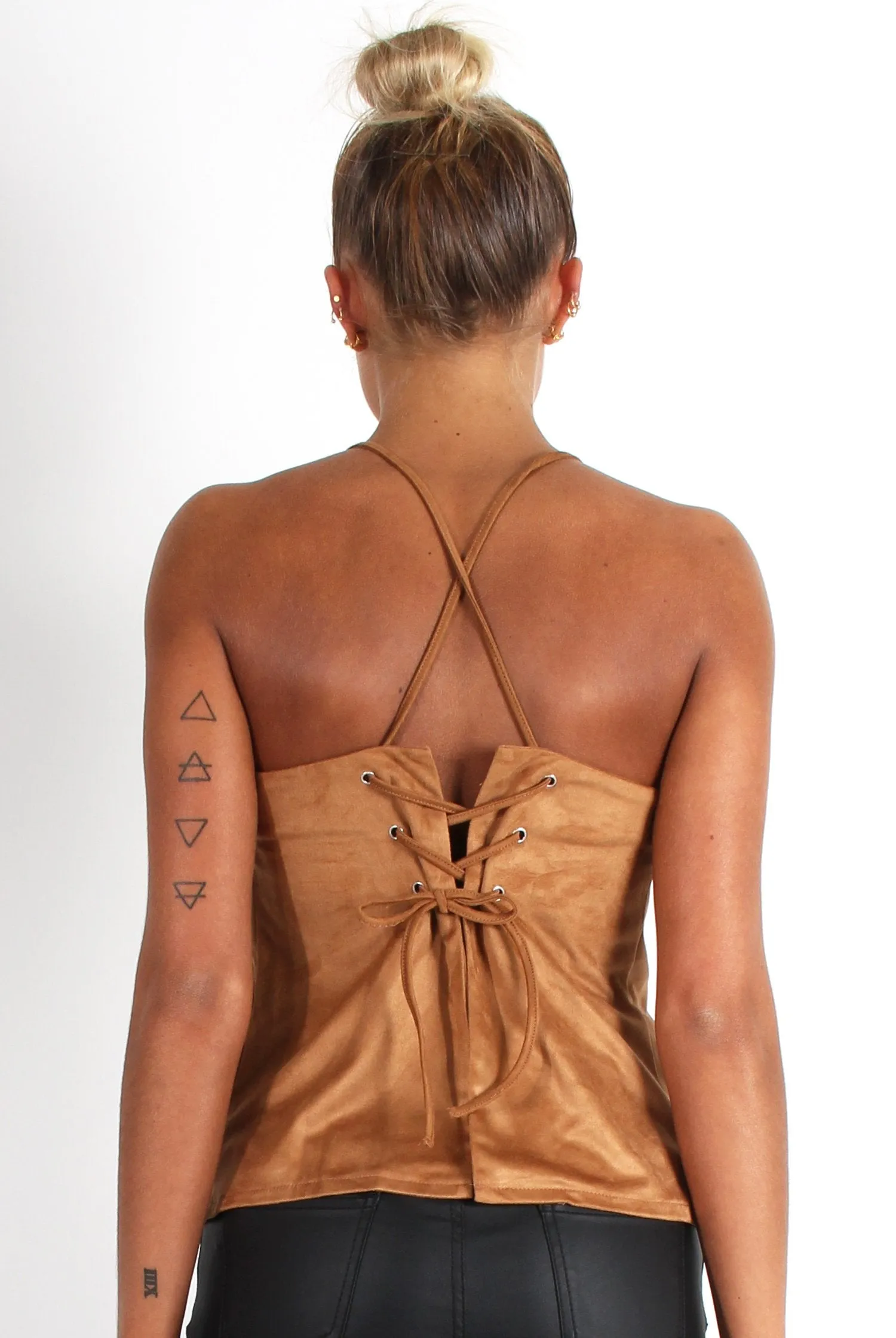 Cherry Tan Tie Back Top