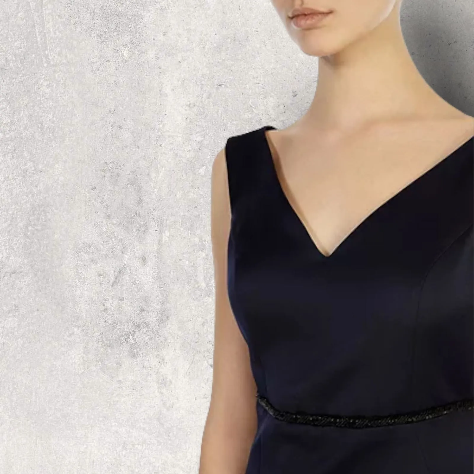 Coast Navy Blue Satin Leticia Heart Neckline Dress UK 10 US 6 EU 38