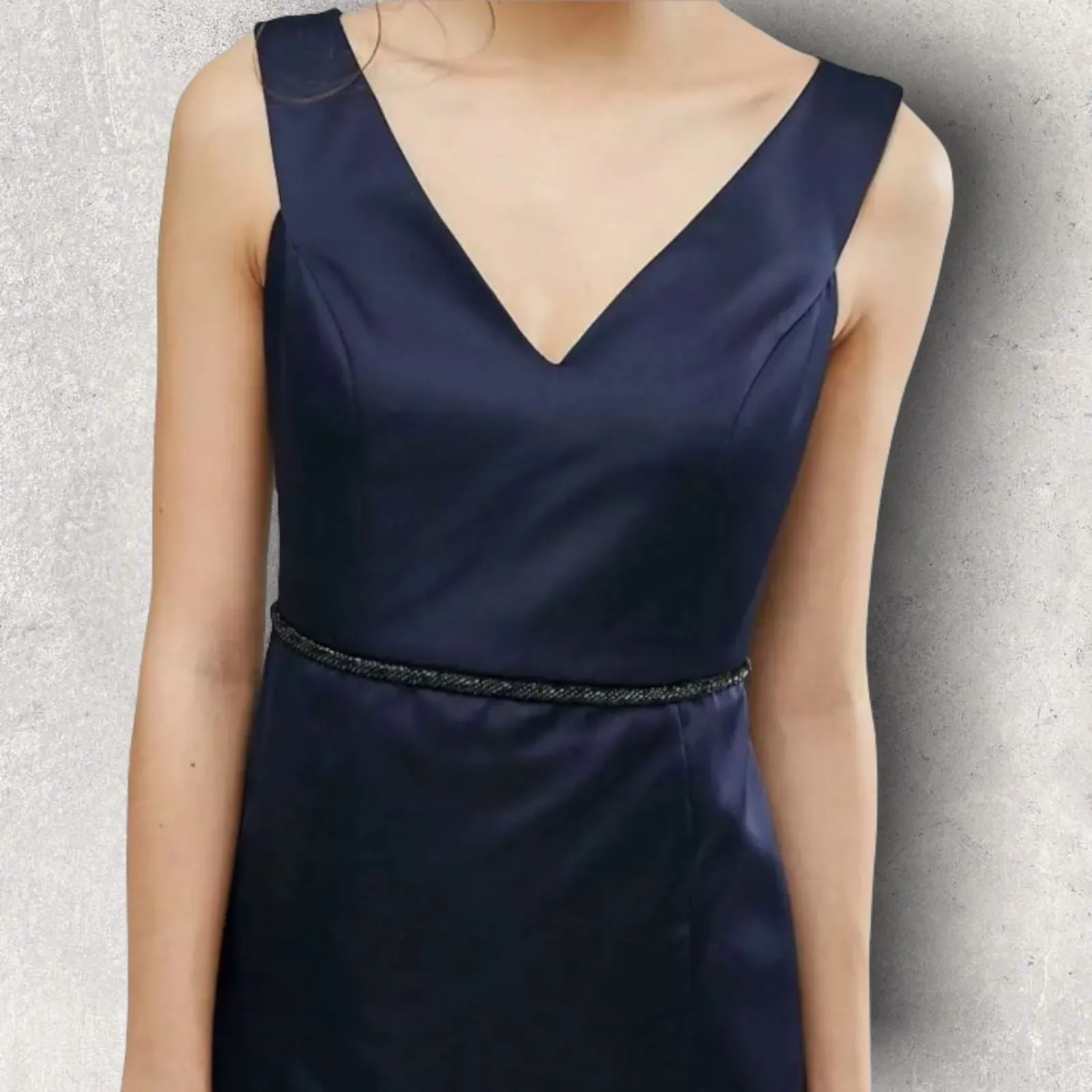 Coast Navy Blue Satin Leticia Heart Neckline Dress UK 10 US 6 EU 38