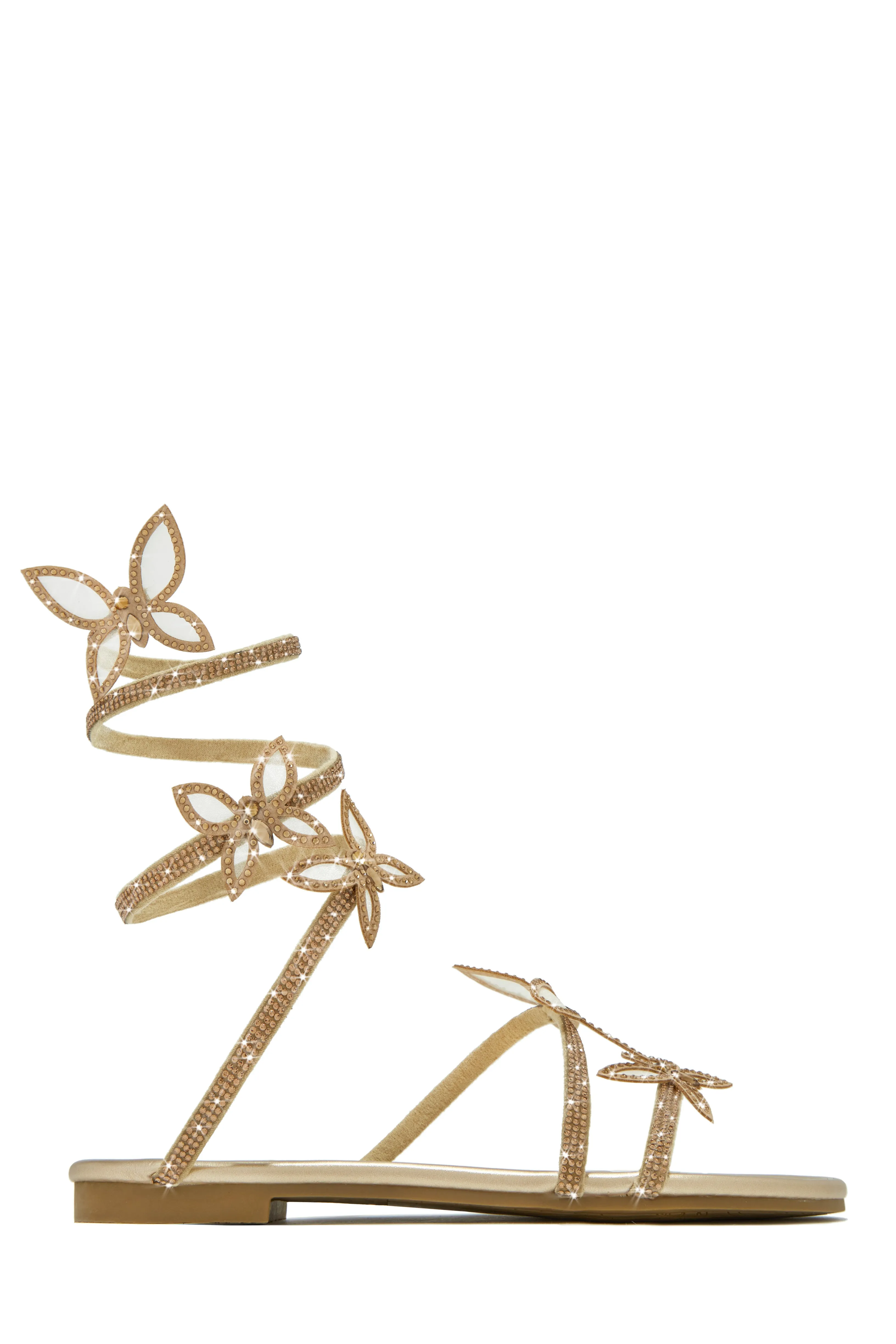 Fantasy Embellished Around The Ankle Coil Sandals - Gold
