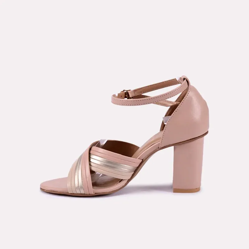 Fenella Peach Block Heel Fancy Sandals 0421169