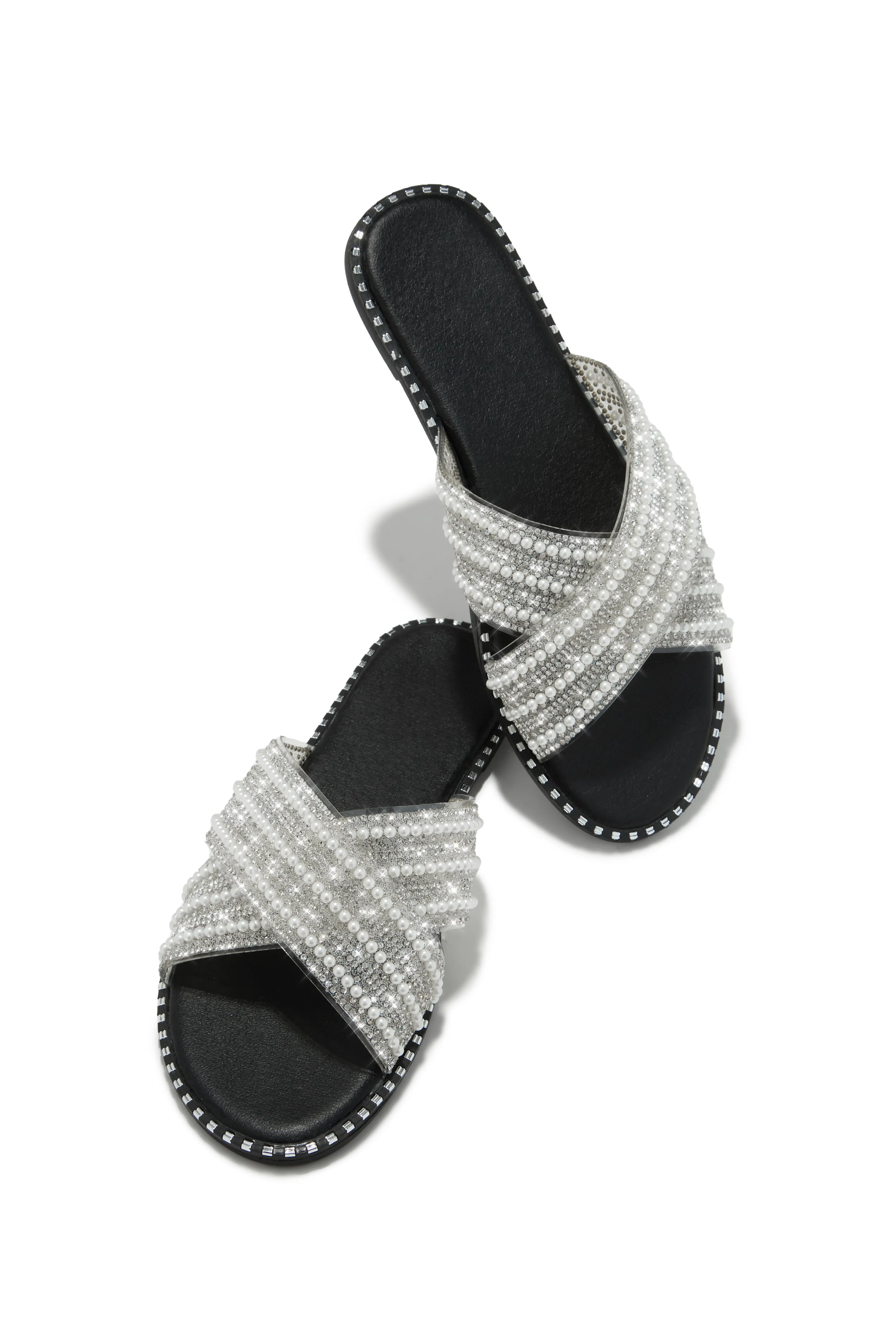 Fun Weekend Embellished Slip On Sandals - Nude
