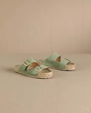 Hamptons Nordic Suede Sandals Sage