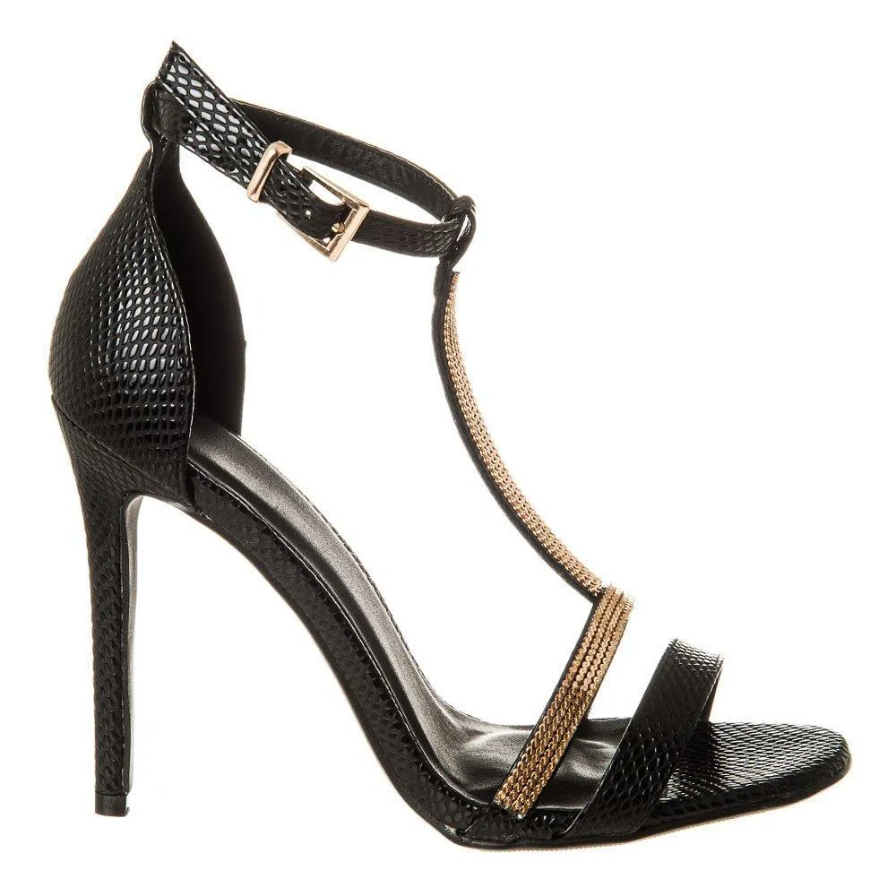 High Stiletto Heel Ankle strap T- Bar Sandal