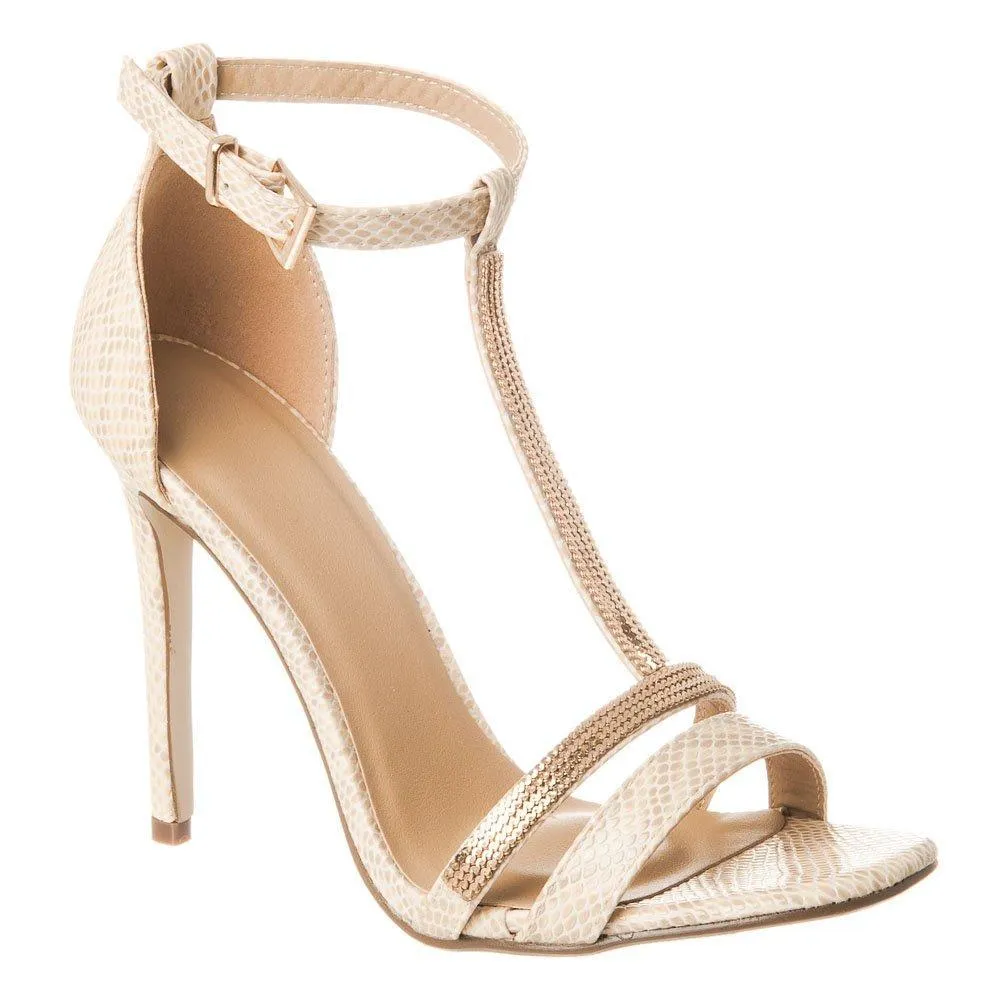 High Stiletto Heel Ankle strap T- Bar Sandal