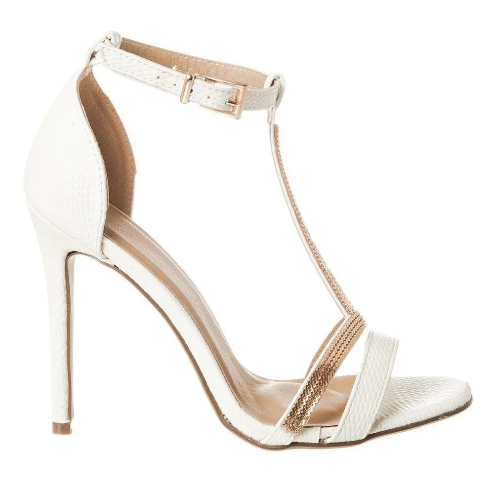 High Stiletto Heel Ankle strap T- Bar Sandal