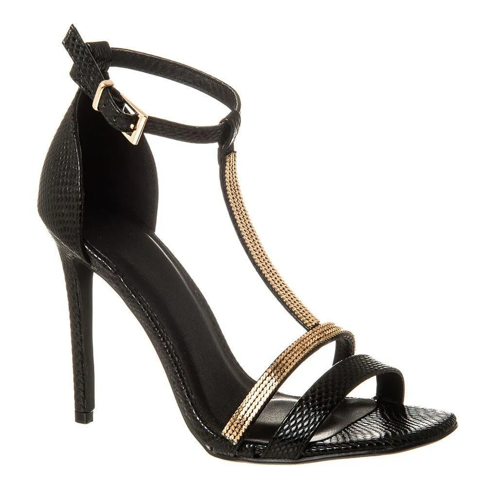 High Stiletto Heel Ankle strap T- Bar Sandal