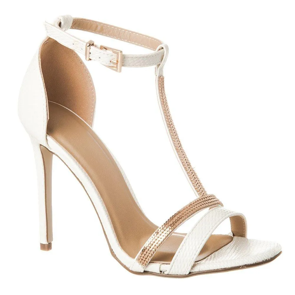 High Stiletto Heel Ankle strap T- Bar Sandal