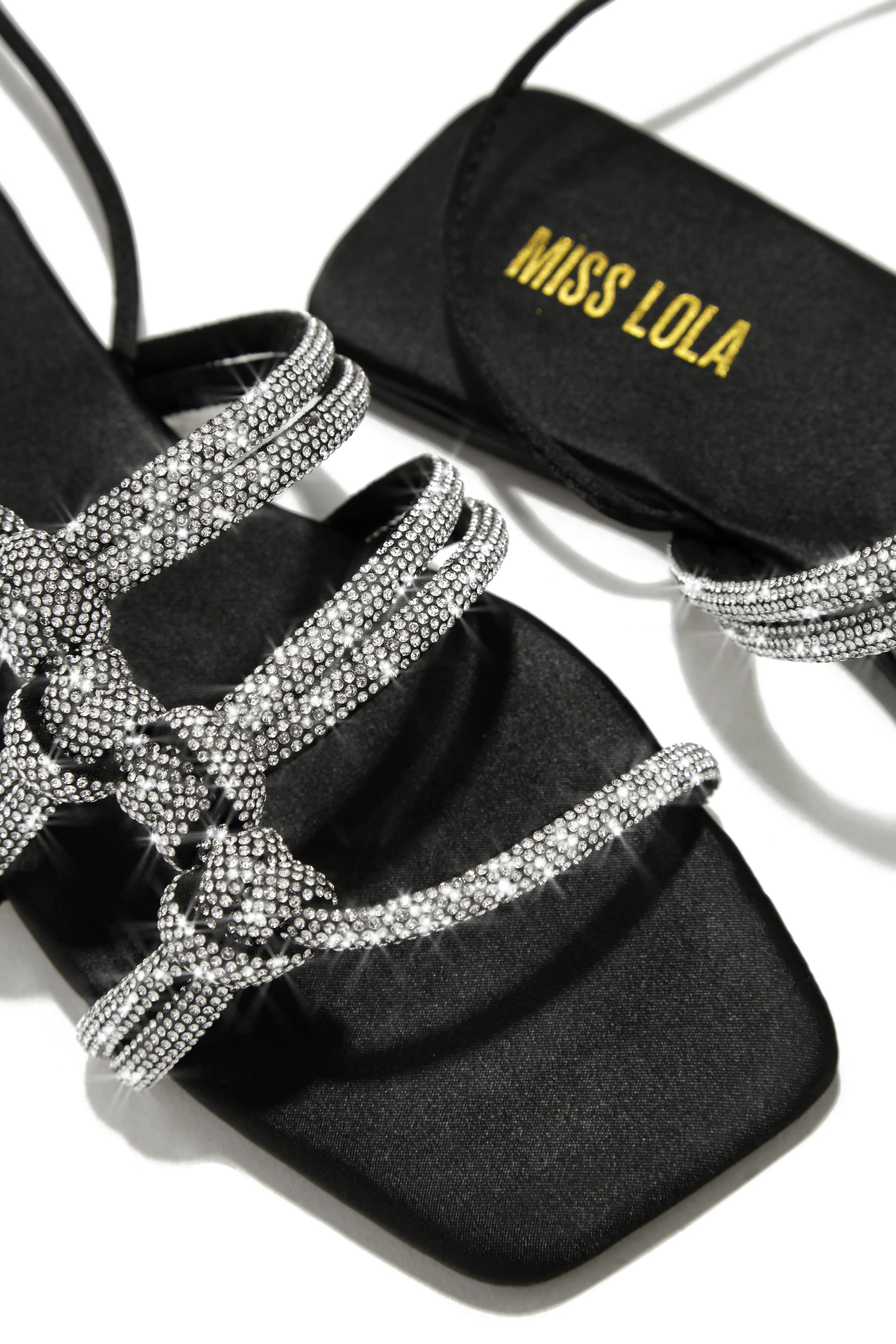 Ibiza Nights Embellished Lace Up Sandals - Black