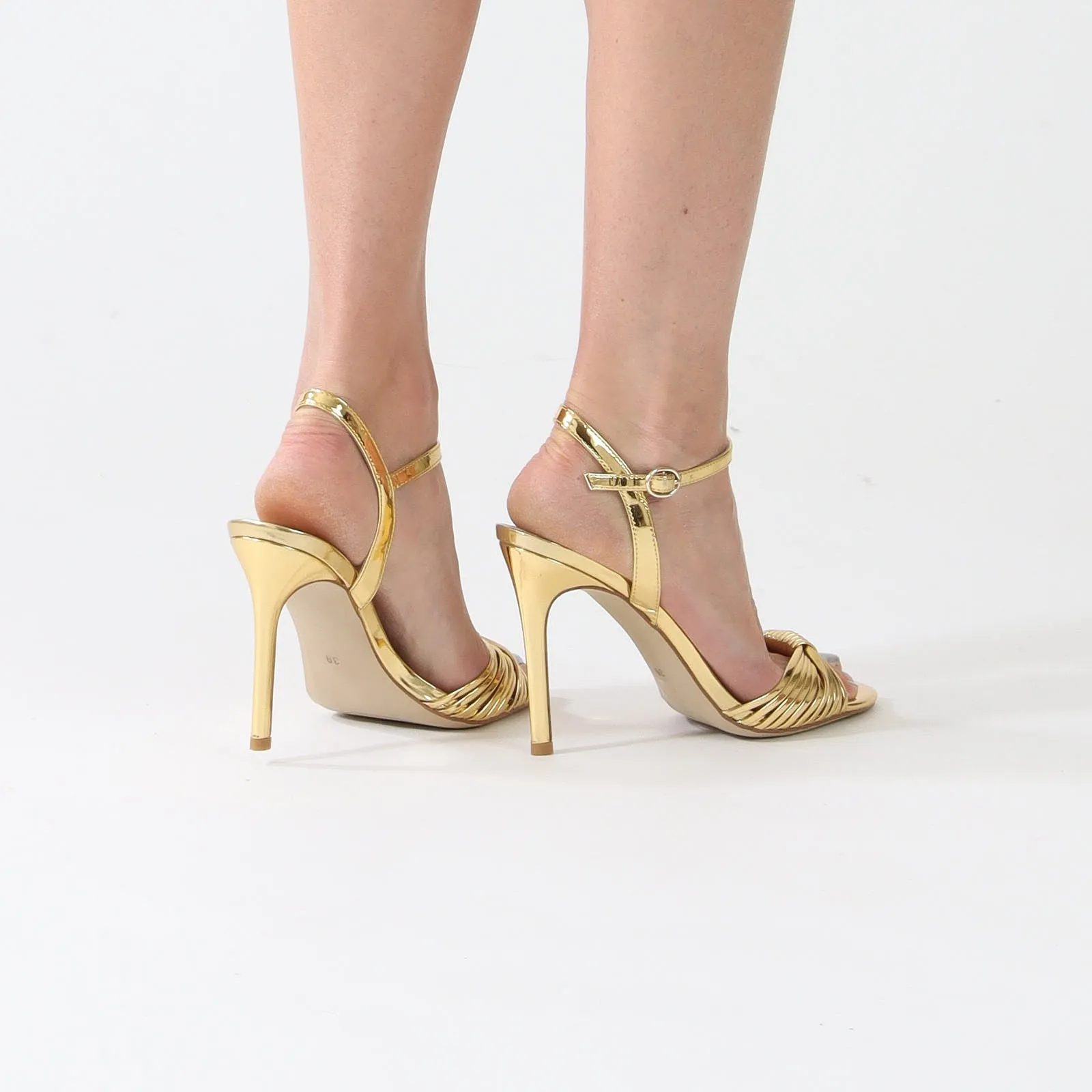 Light Gold Stiletto Heeled Sandals