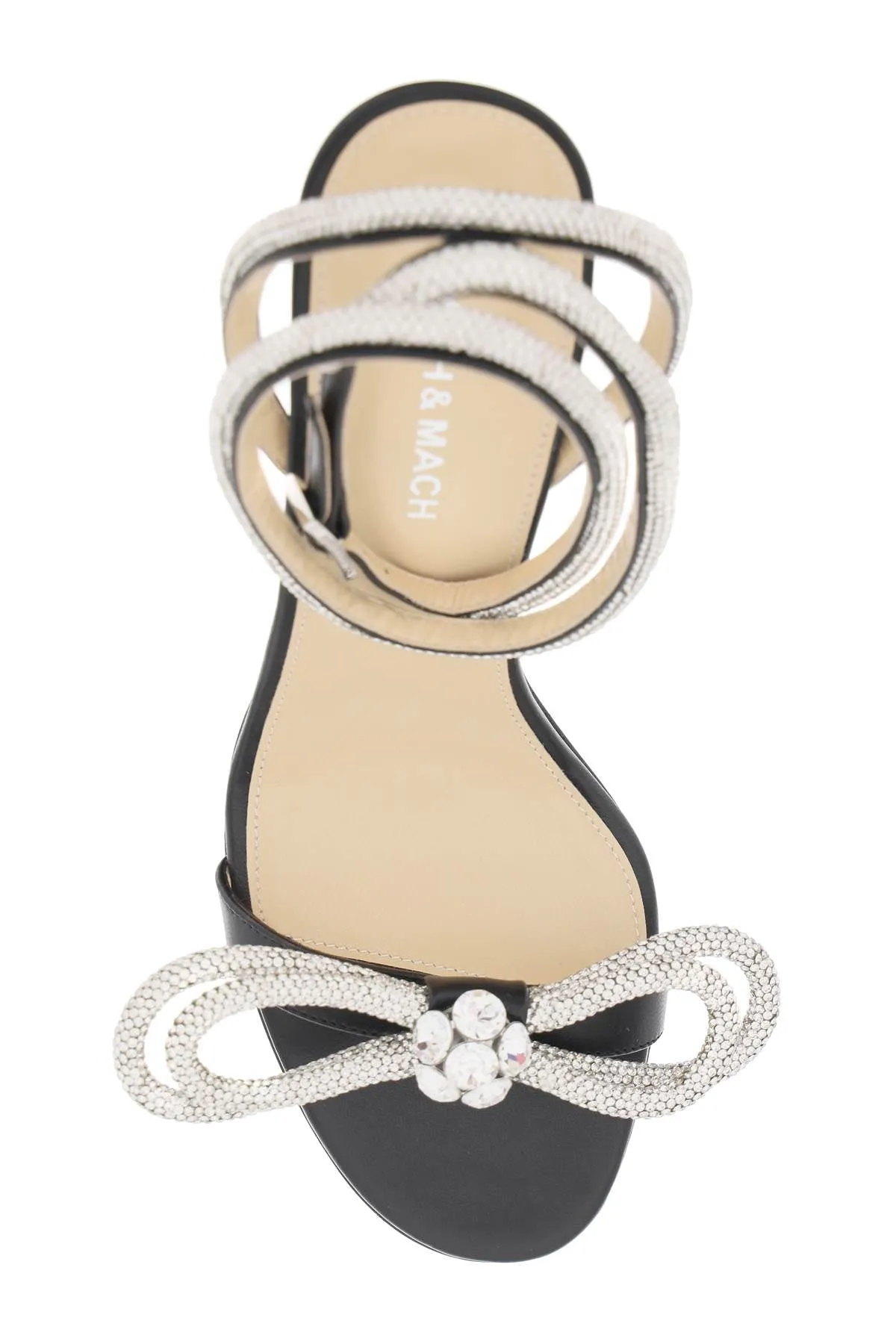 Mach E Mach Leather Sandals With Crystals