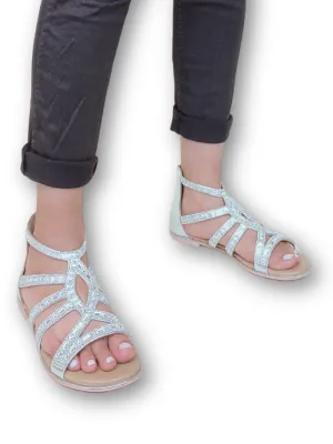 Millie silver embellishment flat sandal
