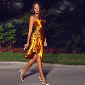 Mitchy Satin Side Split Dress