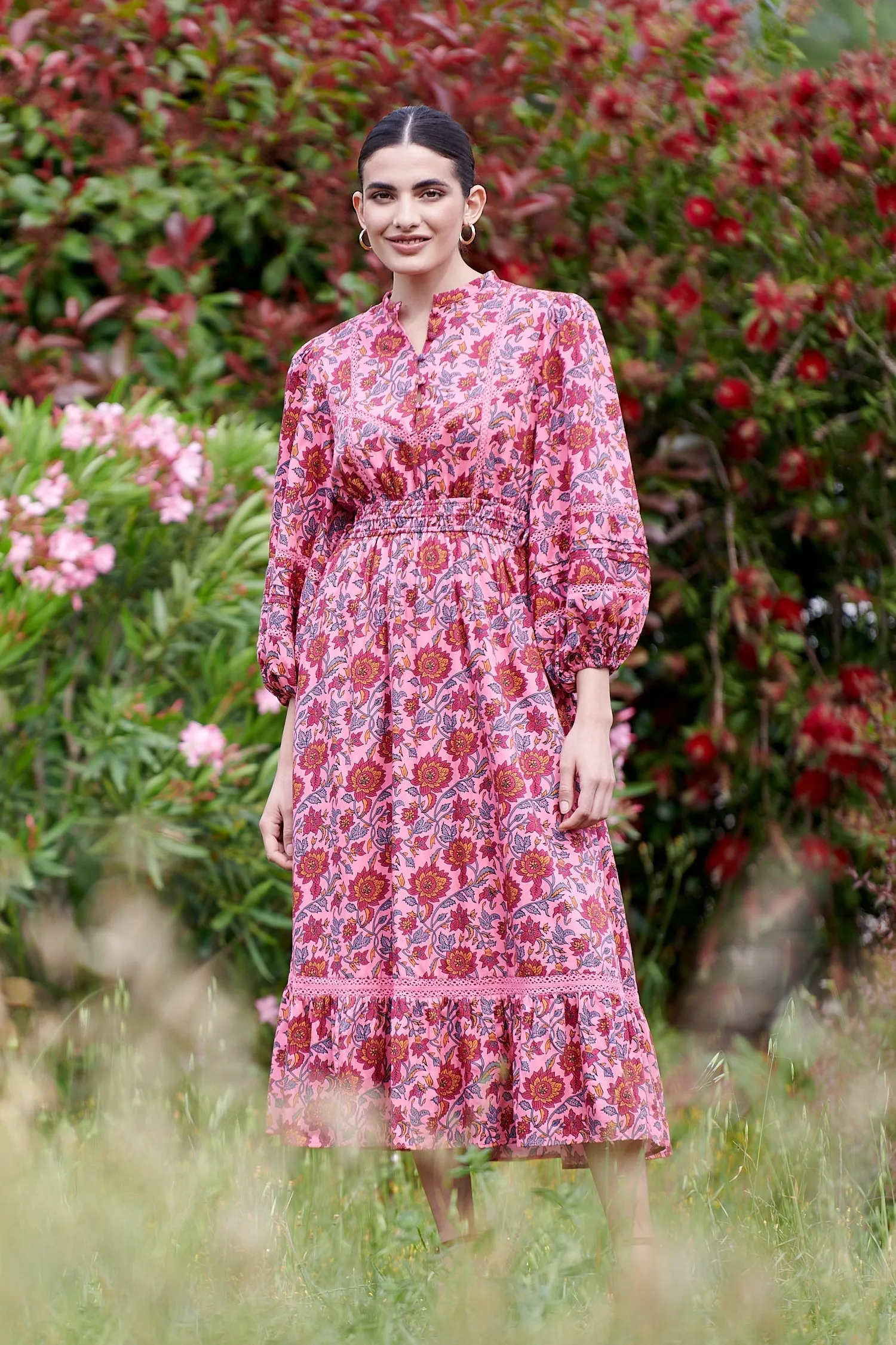Octavia Dress in Magenta Rose