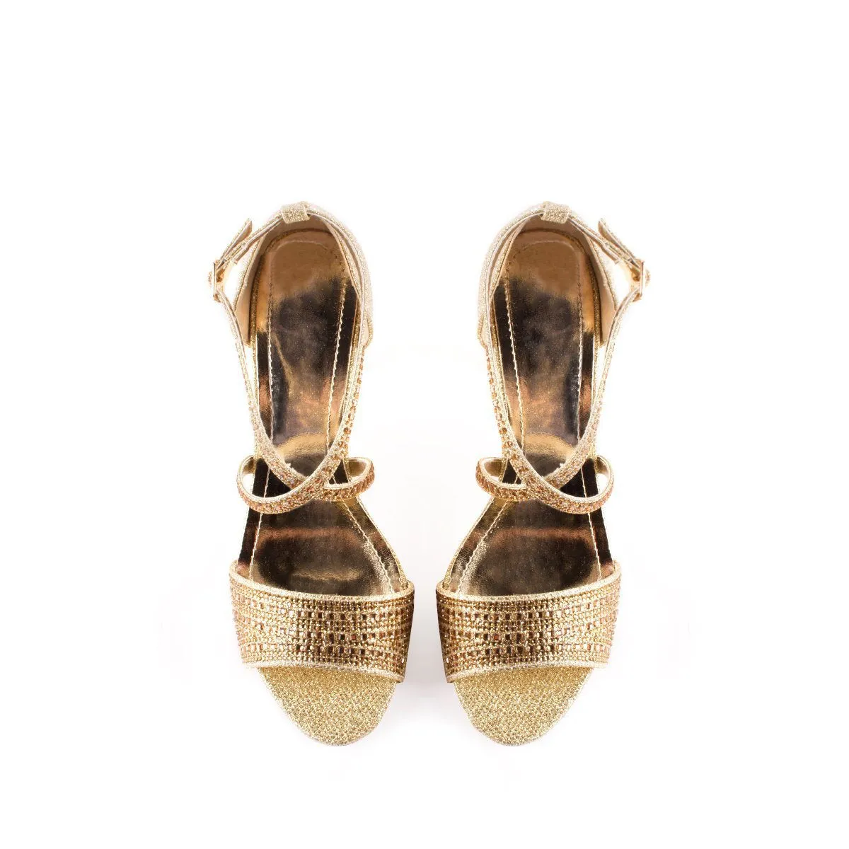 Olena Criss Cross Diamante Open Toe Sandal