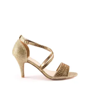 Olena Criss Cross Diamante Open Toe Sandal