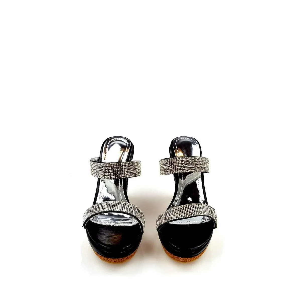 Parva Cork Wedge Diamante 2 Strap Sandal