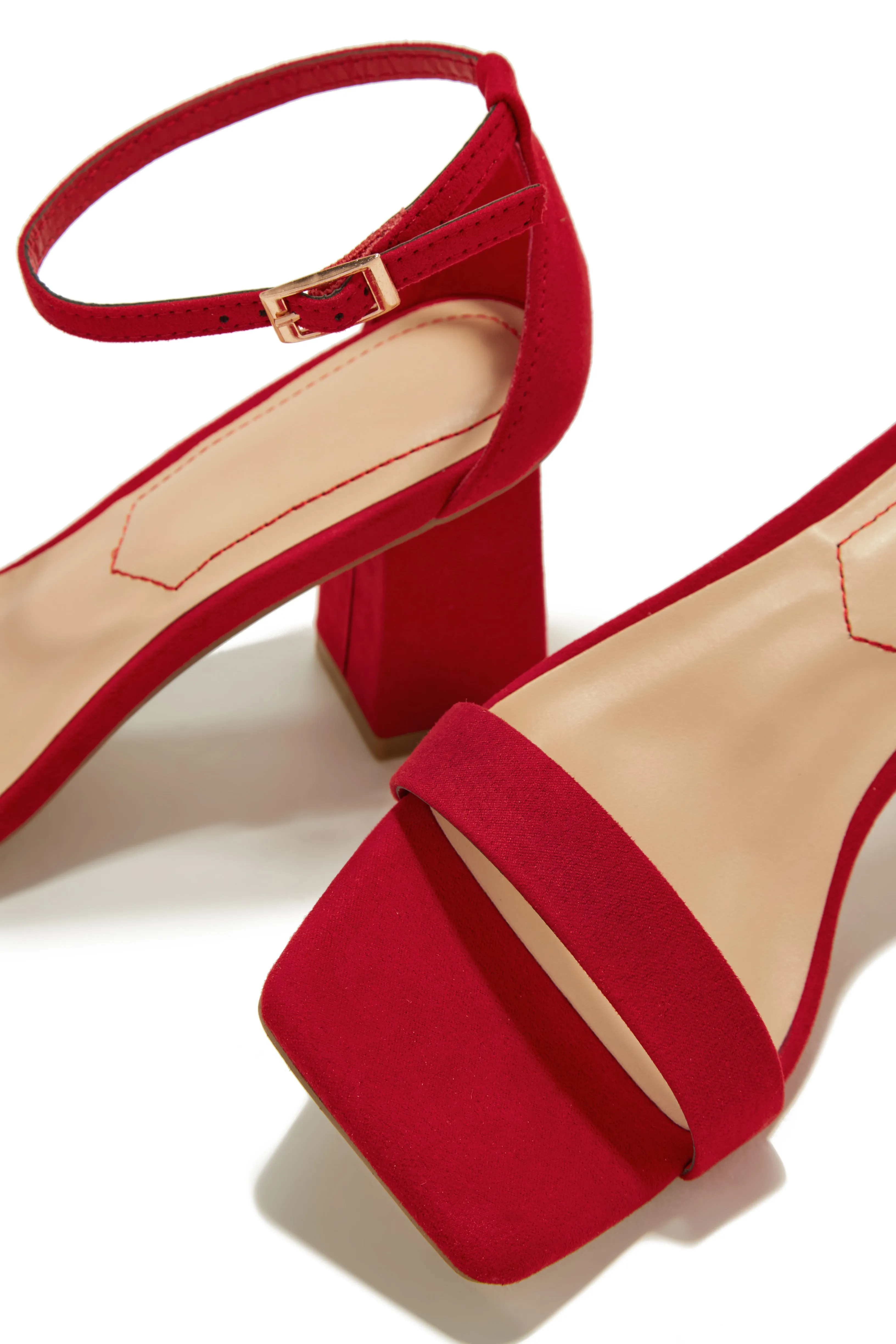 Tamia Block Mid Heels - Red