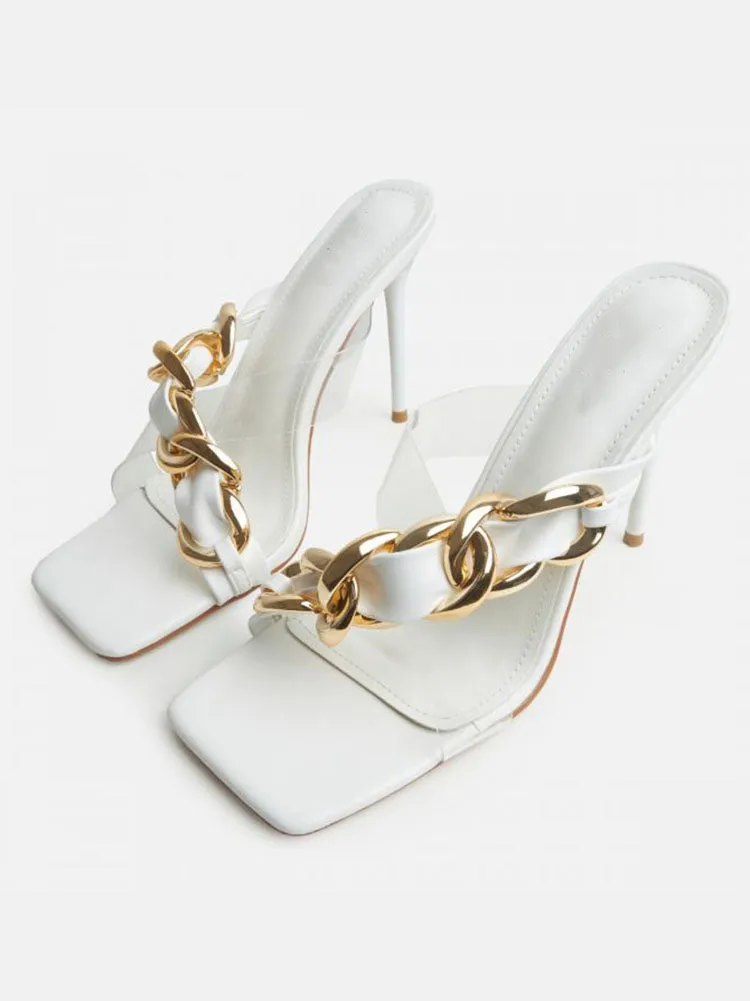 Toleet Asymmetrical Chain Heeled Sandals