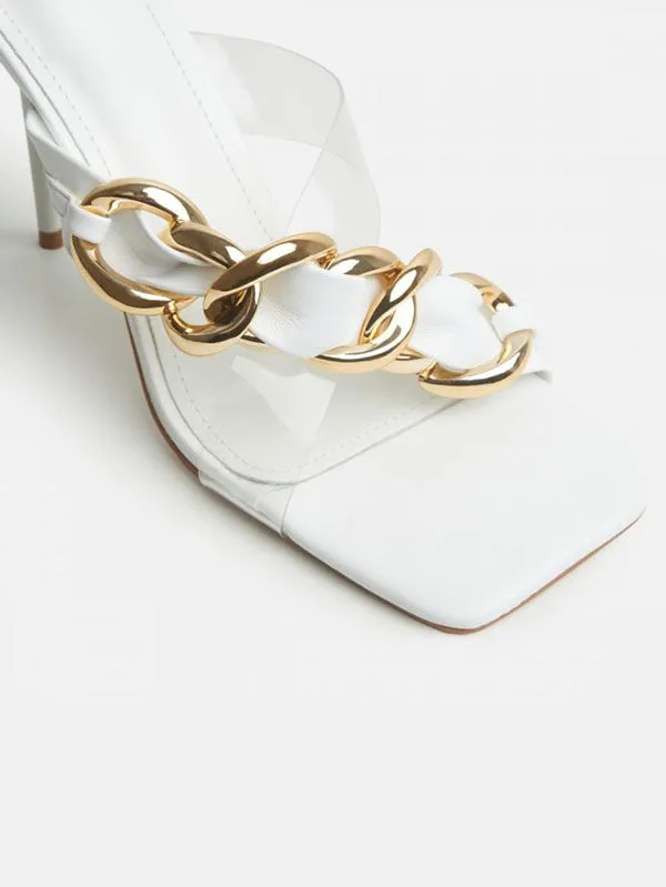 Toleet Asymmetrical Chain Heeled Sandals