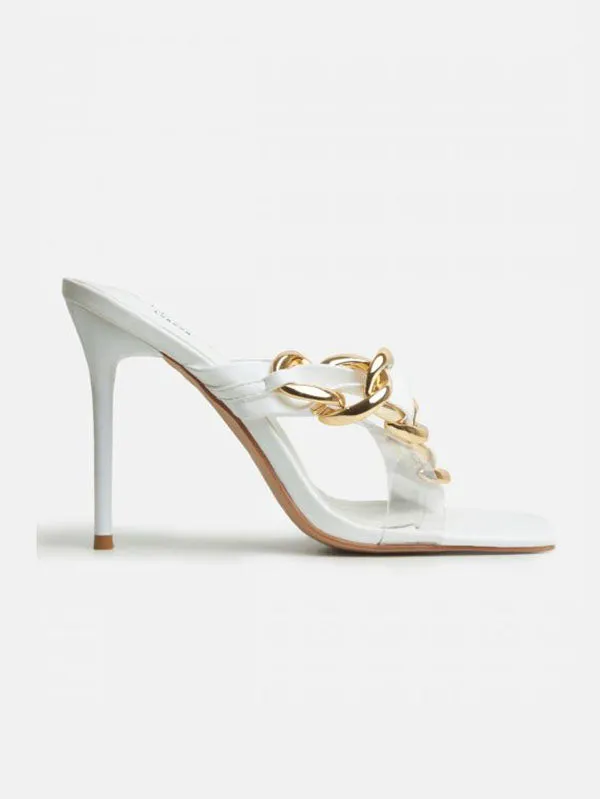 Toleet Asymmetrical Chain Heeled Sandals