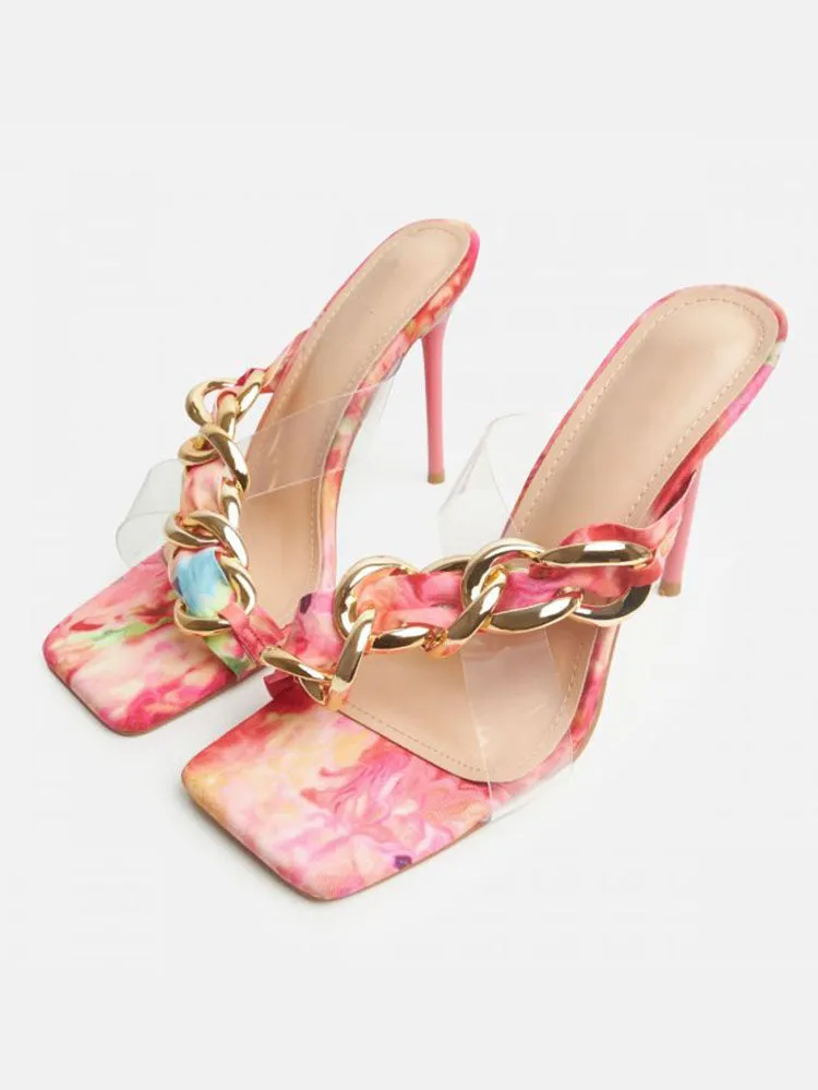 Toleet Asymmetrical Chain Heeled Sandals