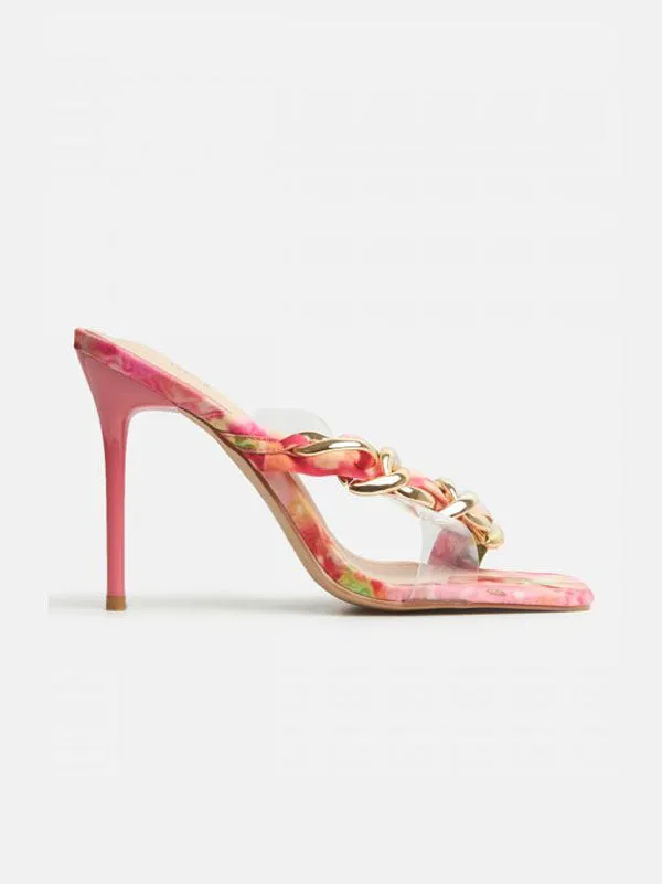 Toleet Asymmetrical Chain Heeled Sandals