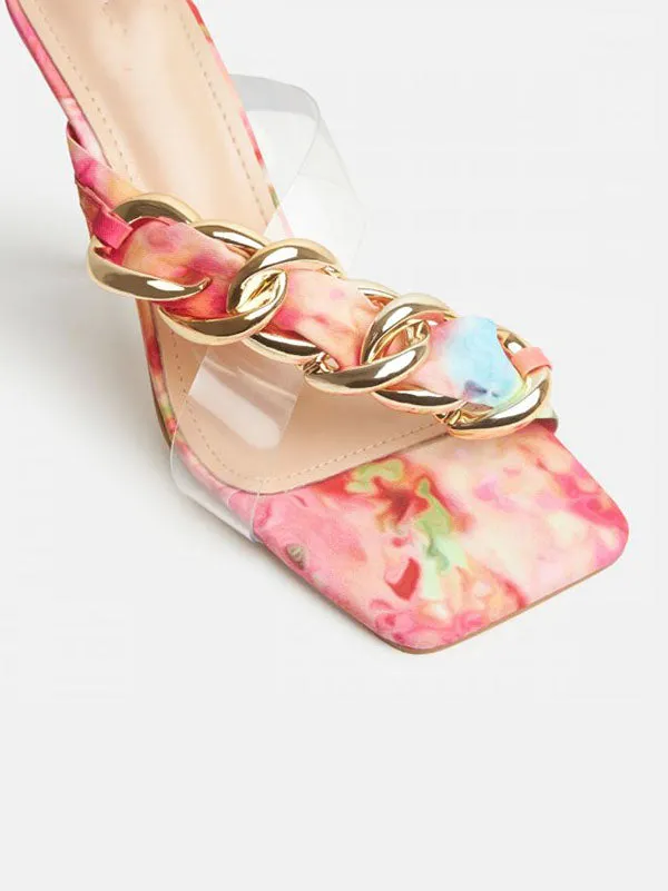 Toleet Asymmetrical Chain Heeled Sandals