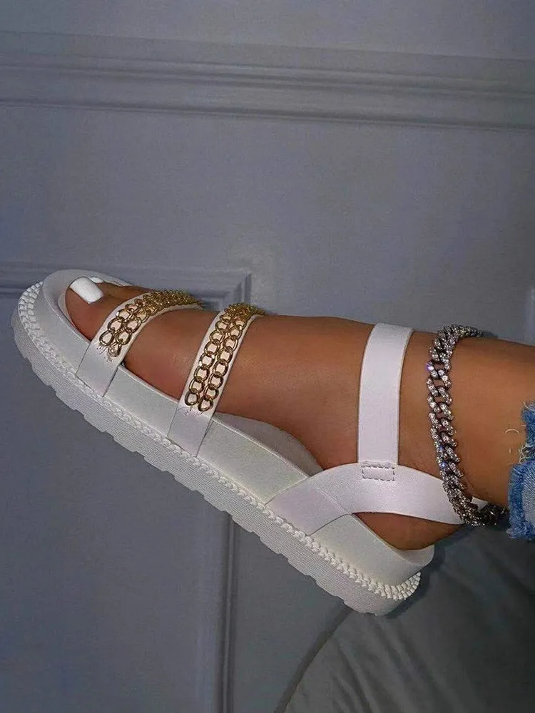 Toleet Chain Decor Flat Sandals