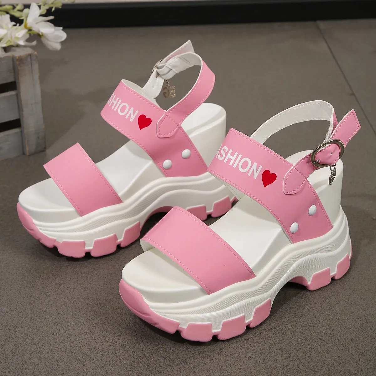 Toleet Summer Wedge-heeled Sandals New Women's Thick-soled Inner Heightening Open-toed High-heeled Sandals Platform Sandals for Women