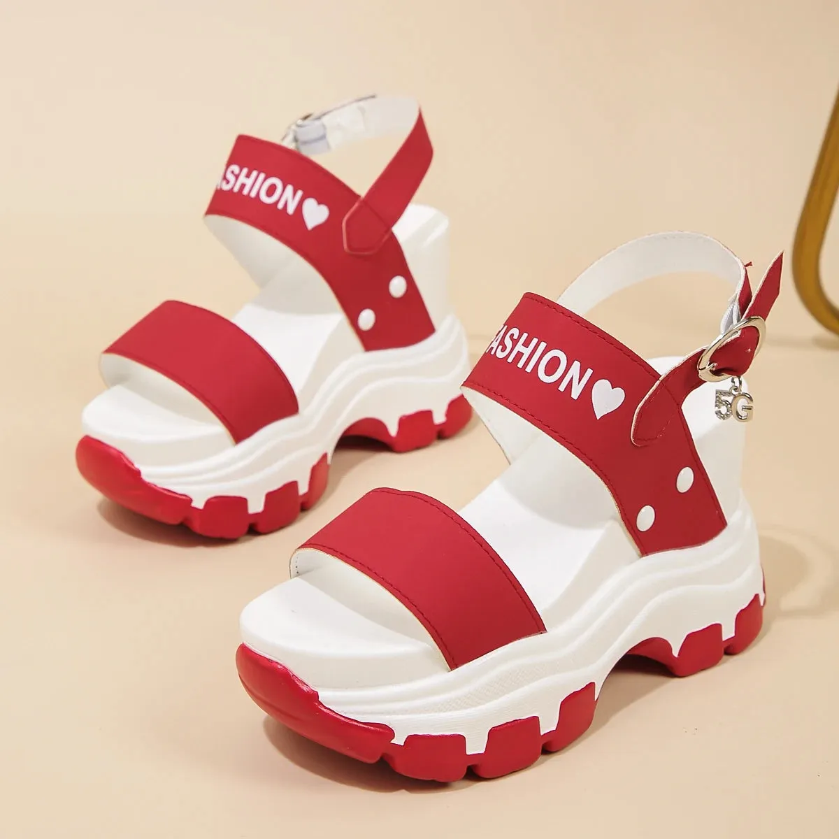Toleet Summer Wedge-heeled Sandals New Women's Thick-soled Inner Heightening Open-toed High-heeled Sandals Platform Sandals for Women