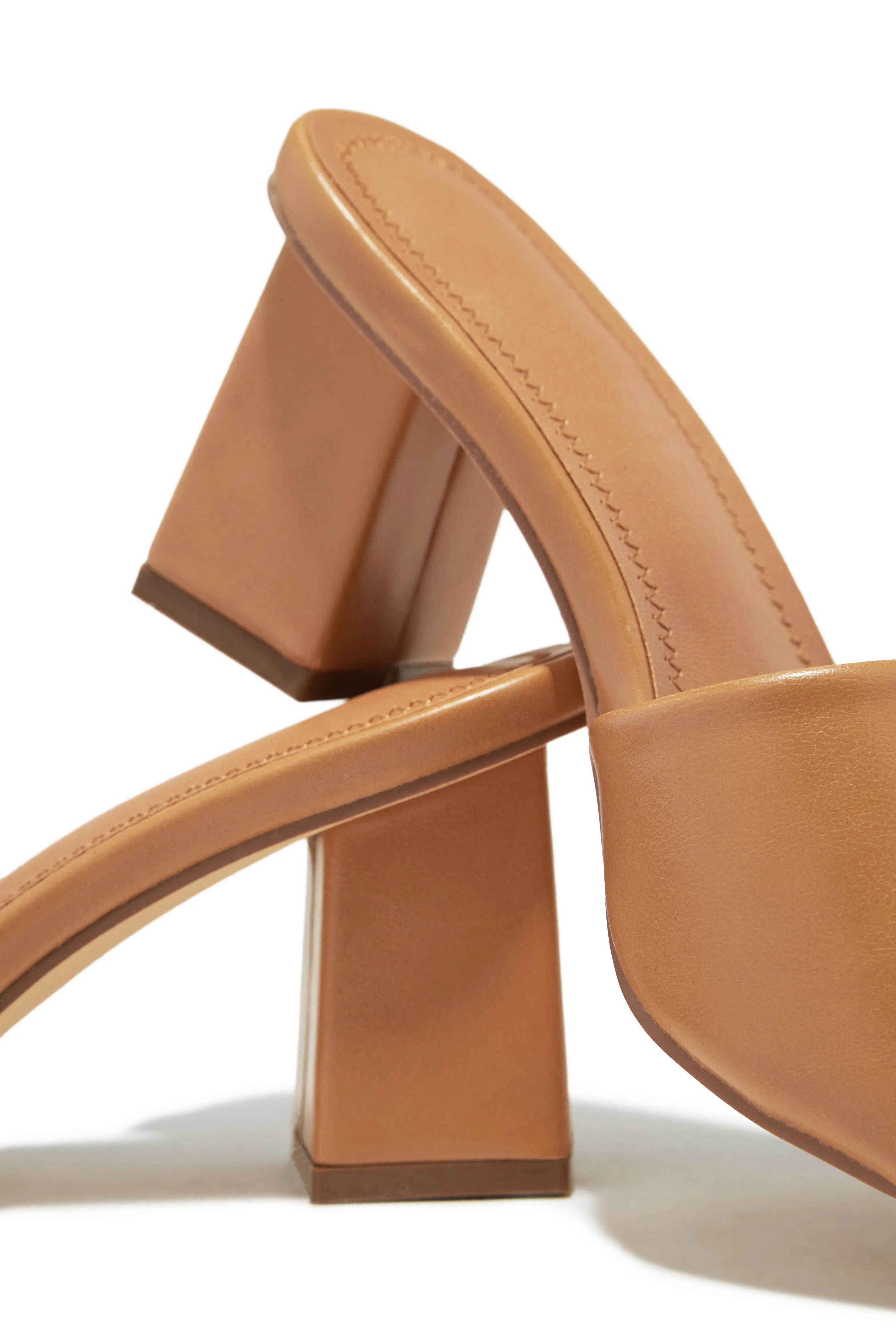 Valentine Block Heel Mules - Camel