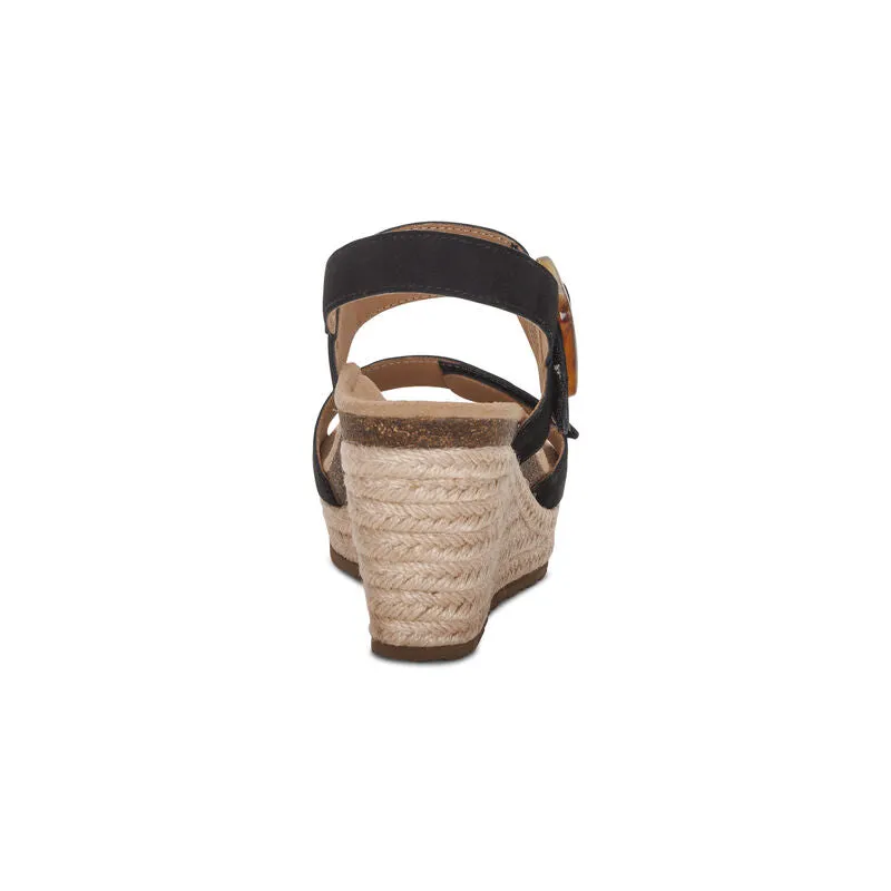 WOMEN'S AETREX ASHLEY ARCH SUPPORT WEDGE SANDAL | BLACK