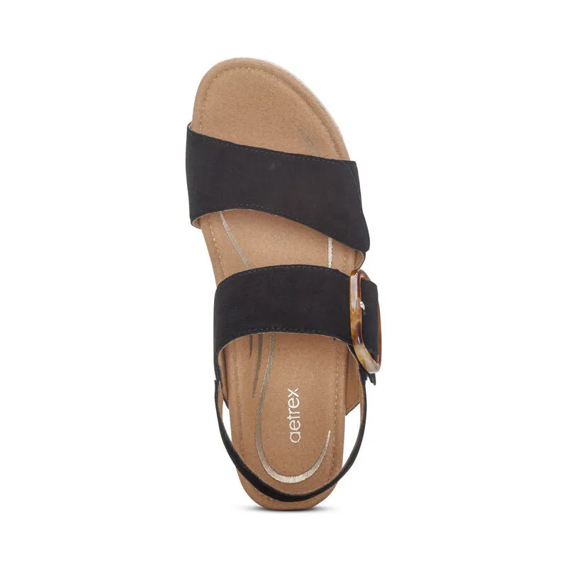 WOMEN'S AETREX ASHLEY ARCH SUPPORT WEDGE SANDAL | BLACK