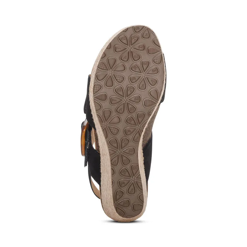 WOMEN'S AETREX ASHLEY ARCH SUPPORT WEDGE SANDAL | BLACK