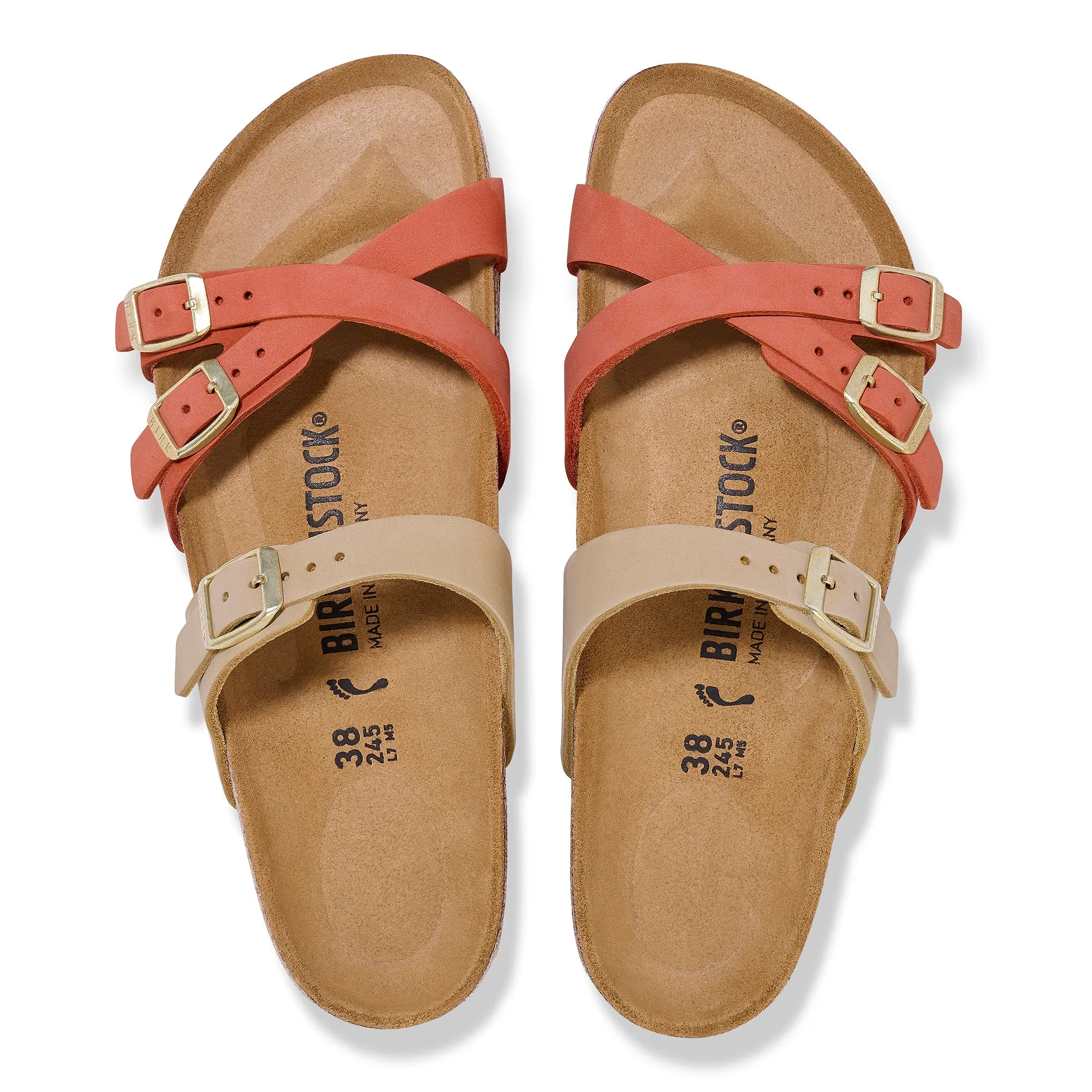 Women's Birkenstock Franca Nubuck Leather Color: Mars Red / Sandcastle