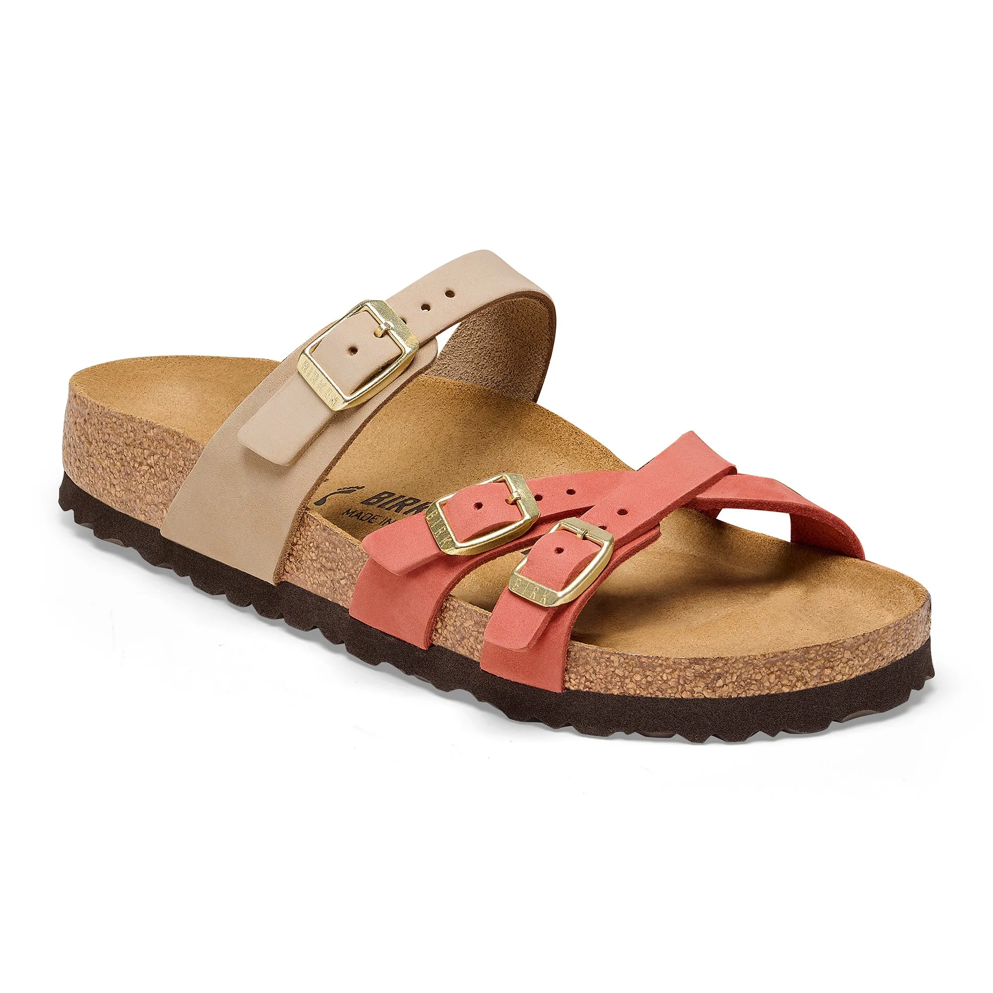 Women's Birkenstock Franca Nubuck Leather Color: Mars Red / Sandcastle