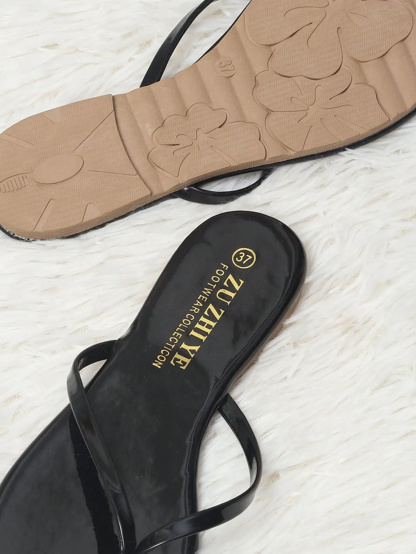 Women's Comfortable Plus Size Flip Flops, Open Toe Flat Bottom Ultra Lightweight And Breathable, Fashion Casual Style, Suitable For Home, Outdoor Activities, Shopping, Beach And Summer Holidays, Black Herringbone Flip Flops